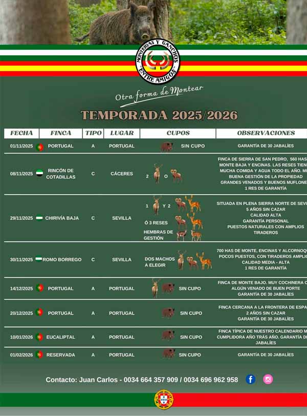Programa de Monterias Entre Amigos 2022 2023