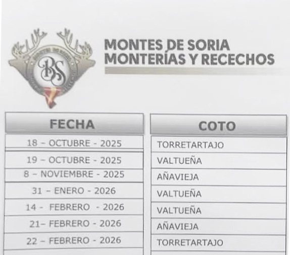 Programa Monterias Montes de Soria 2025