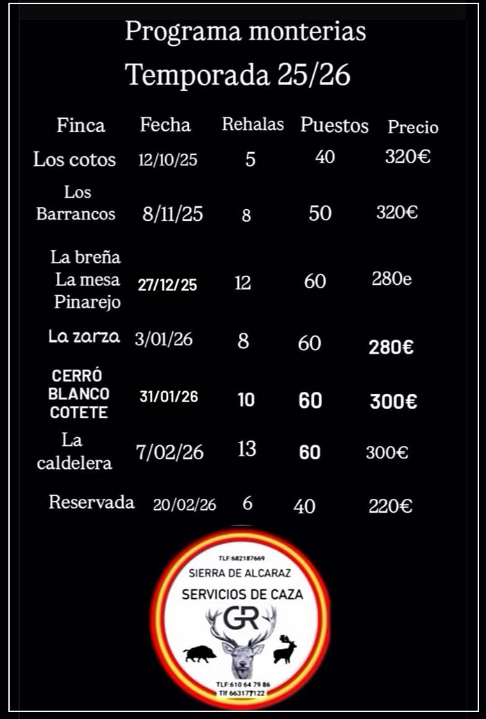 Programa Monterias Sierra de Alcaraz 2025