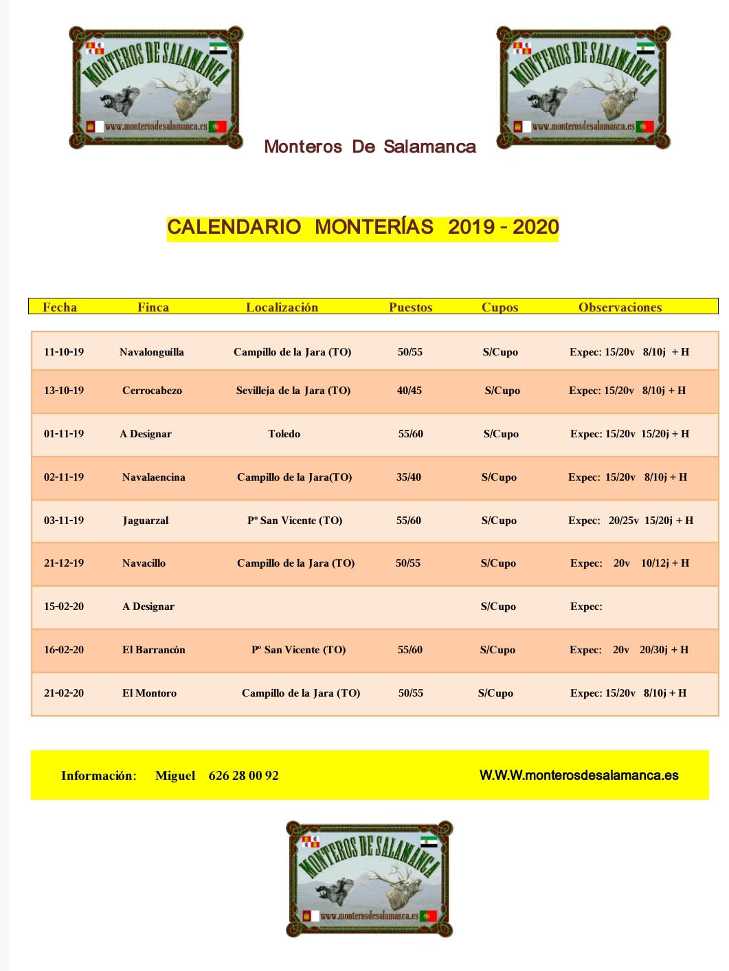Programa Monterias Monteros de Salamanca